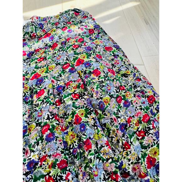 Vintage 90s Liz Claiborne Floral print Knee Length Skirt Pockets Spring - Picture 6 of 8